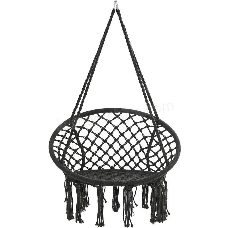 Soldes en ligne 330lbs suspendus balançoire hamac chaise corde ronde macramé porche patio maison extérieure - -1