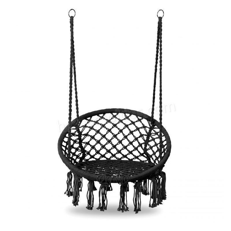 Soldes en ligne MSTORE | Chaise suspendue balançoire de jardin | Charge maximale 150 kg | Fixation en un ou deux points | Décoration de jardin | Noir - Noir - -0