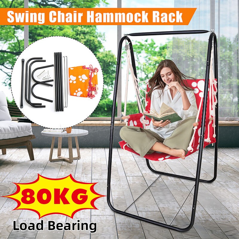 Soldes en ligne Chaise hamac suspendue avec balançoire en fer avec corde de coton - -2