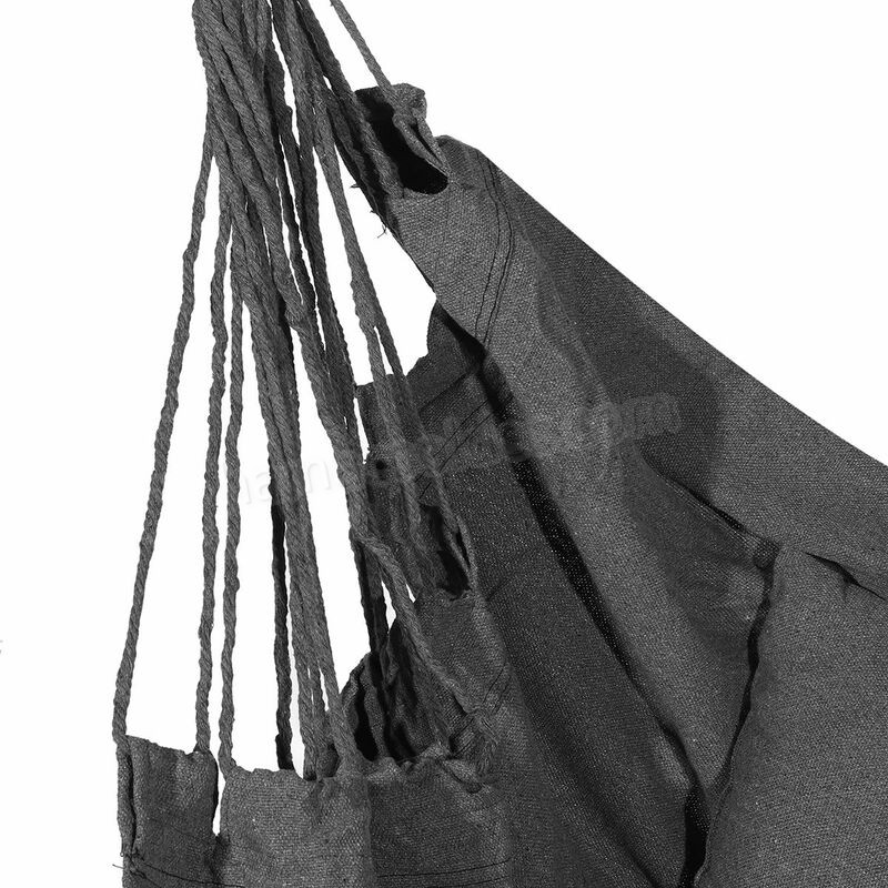 Soldes en ligne Chaise Hamac Suspendu avec oreiller - Pour Jardin Exterieur Camping - 100x130cm Gris - -3