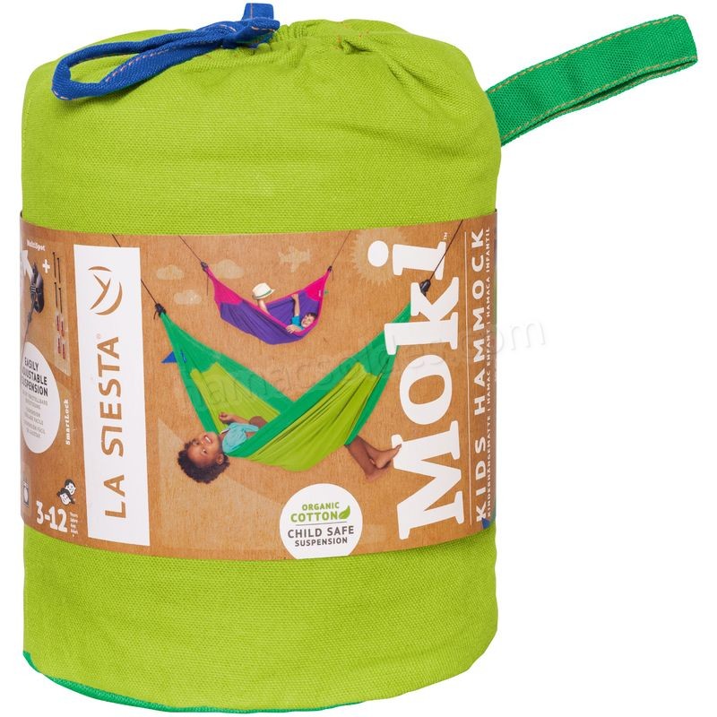 Soldes en ligne Moki Froggy - Hamac enfant en coton bio avec fixation - Vert - -4