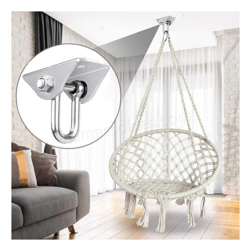 Soldes en ligne LITZEE Crochet de Plafond en Acier Inoxydable Rotatif à 360° pour Bois de béton, hamac, Chaise de véranda, balançoire, Yoga et Plus de 450 kg 180° Drehung - -2