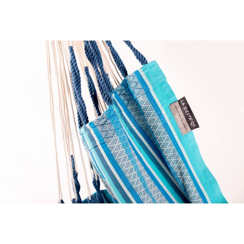 Soldes en ligne Habana Azure - Chaise-hamac Kingsize en coton bio - Bleu / turquoise - -3