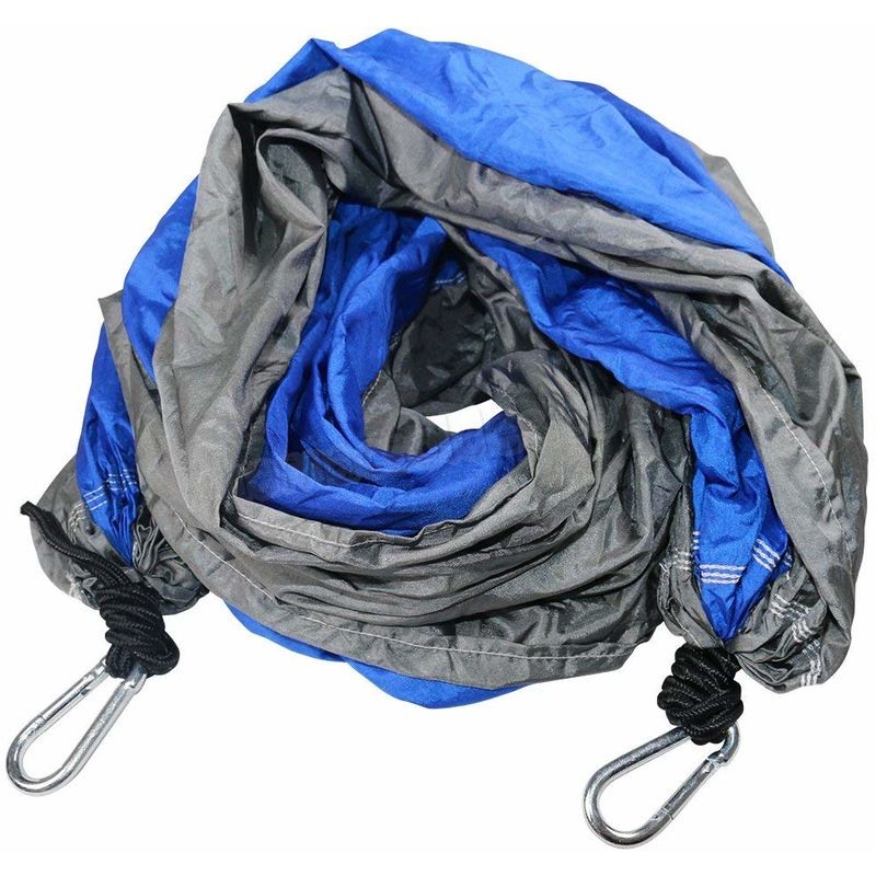 Soldes en ligne Green Bay Hamac de Camping Bleu-Gris 270cm x 140cm Nylon Parachute à Séchage Rapide Ultra-Léger, 2 x Mousquetons de Qualité Supérieure, 2 x Cordes, 300 kg de Capacité de Charge - -3