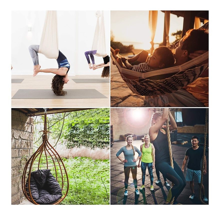 Soldes en ligne LITZEE Crochet de plafond en acier inoxydable Crochet à bascule pivotant à 360 ° pour bois en béton, hamac, siège de véranda, chaise, balançoire, yoga et plus, capacité de 450 kg - -3