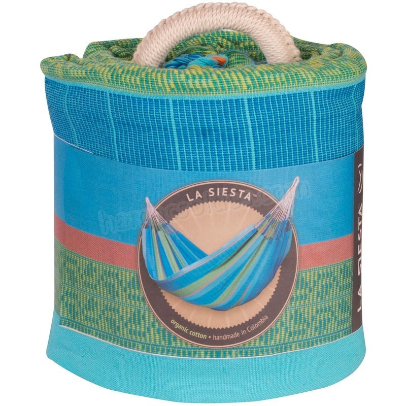 Soldes en ligne Flora Curaçao - Hamac classique kingsize en coton bio - Bleu / turquoise - -4
