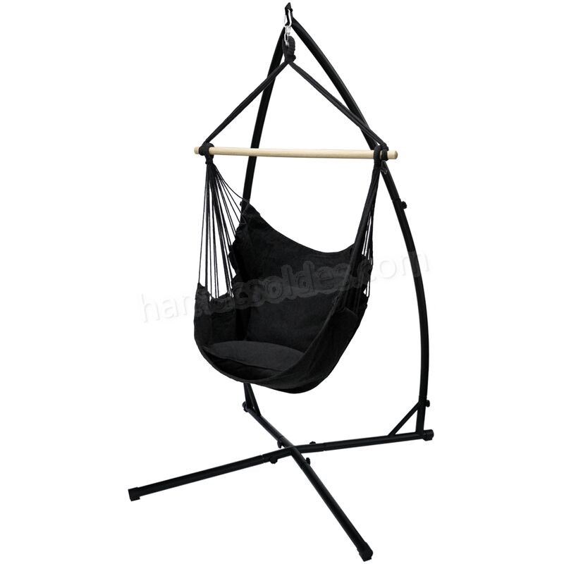 Soldes en ligne Hamac fauteuil suspendu design jardin coton support anthracite 120 cm extérieure - -0