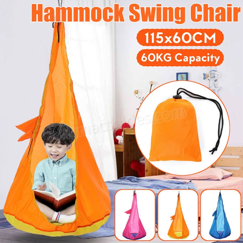 Soldes en ligne 60 kg Portable enfants enfant hamac chaise suspendus siège balançoire maison extérieur intérieur jardin voyage bleu bleu - -0