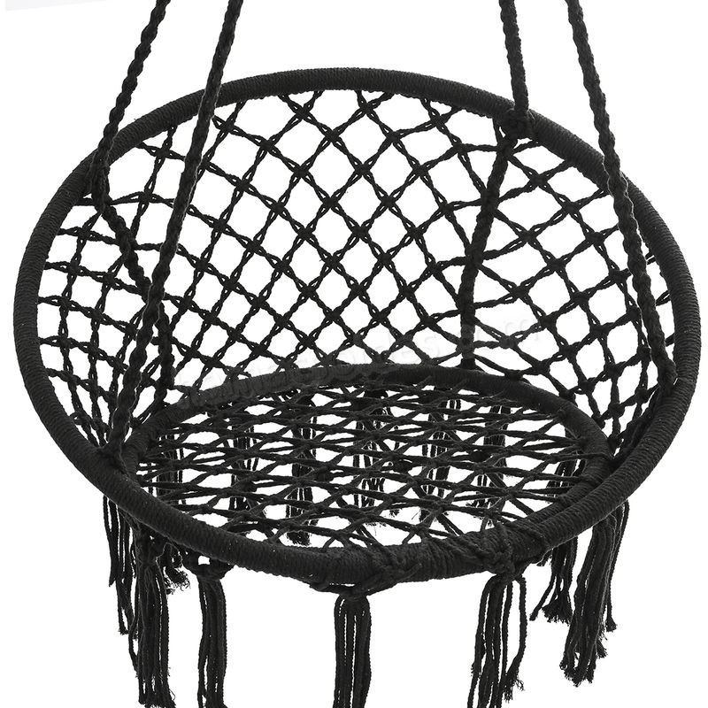 Soldes en ligne 330lbs suspendus balançoire hamac chaise corde ronde macramé porche patio maison extérieure - -2