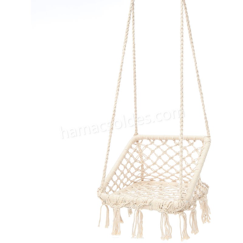Soldes en ligne Chaise hamac tricotée en macramé suspendu en corde de coton hamac pompon balançoire porche - -0