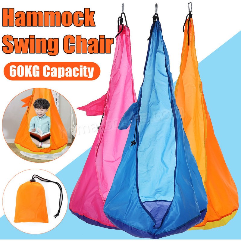 Soldes en ligne Portable Hamac Balançoire Maison Enfant Hamac Chaise Enfants Swing Pods Personne Seule Suspendu 60Kg BLEU - -0
