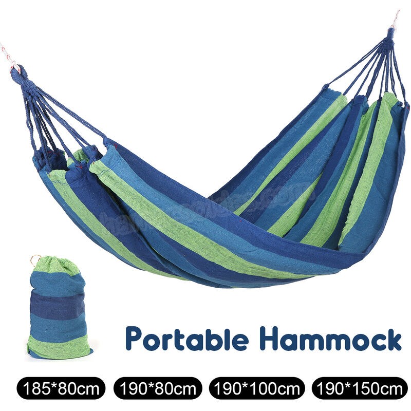 Soldes en ligne Hamac de toile portable jardin extérieur Camping voyage balançoire corde de lit suspendue - -3