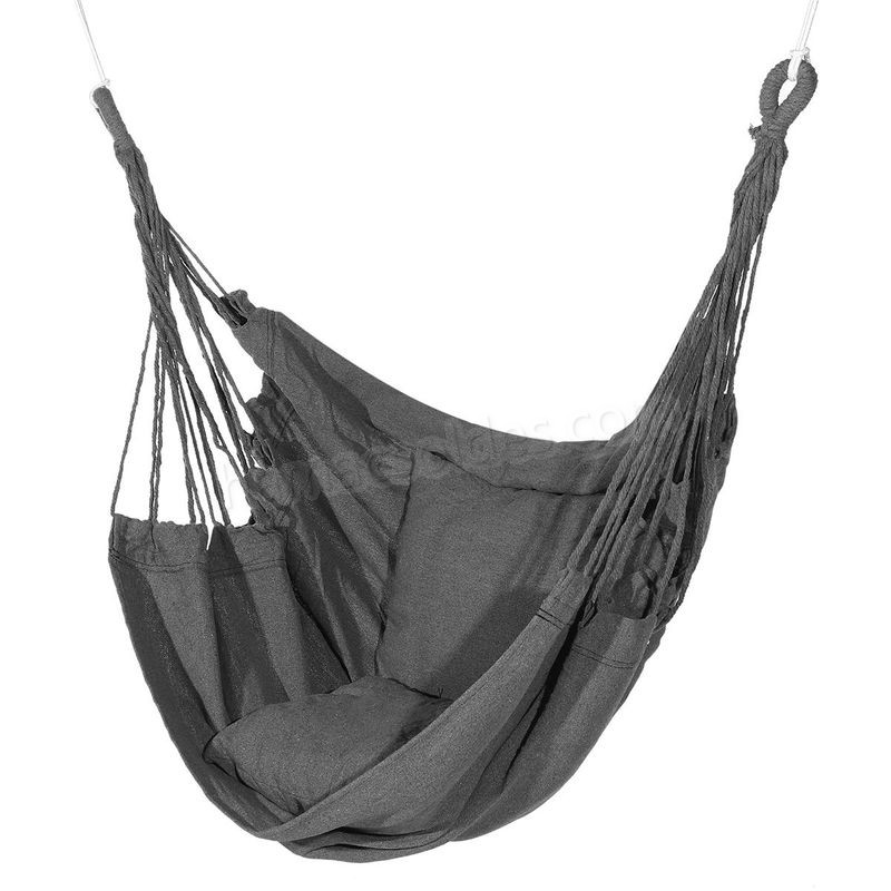 Soldes en ligne Chaise Hamac Suspendu avec oreiller - Pour Jardin Exterieur Camping - 100x130cm Gris - -1