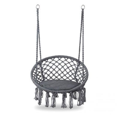 Soldes en ligne MSTORE | Chaise suspendue balançoire de jardin avec coussin | Charge maximale 150 kg | Fixation à un ou deux points | Déco jardin | Gris - Gris