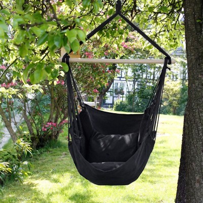 Soldes en ligne Hamac chaise anthracite balançoire suspendue siège jardin camping 2 oreillers
