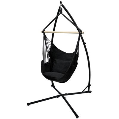 Soldes en ligne Hamac fauteuil suspendu design jardin coton support anthracite 120 cm extérieure
