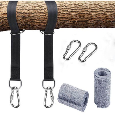 Soldes en ligne Kit de harnais de suspension pour hamac avec 2 mousquetons robustes et anneaux en D, peut supporter jusqu'à 550 kg avec sac de rangement, coussin de protection d'arbre