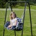 Soldes en ligne Balançoire complète: chaise + châssis en métal | Pour les enfants et les adultes | Avec accoudoirs et dossier | en nylon rembourrée | pour la maison et le jardin | bleu avec cercles - 2