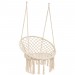 Soldes en ligne 330lbs suspendus balançoire hamac chaise corde ronde macramé porche patio maison extérieure Blanc